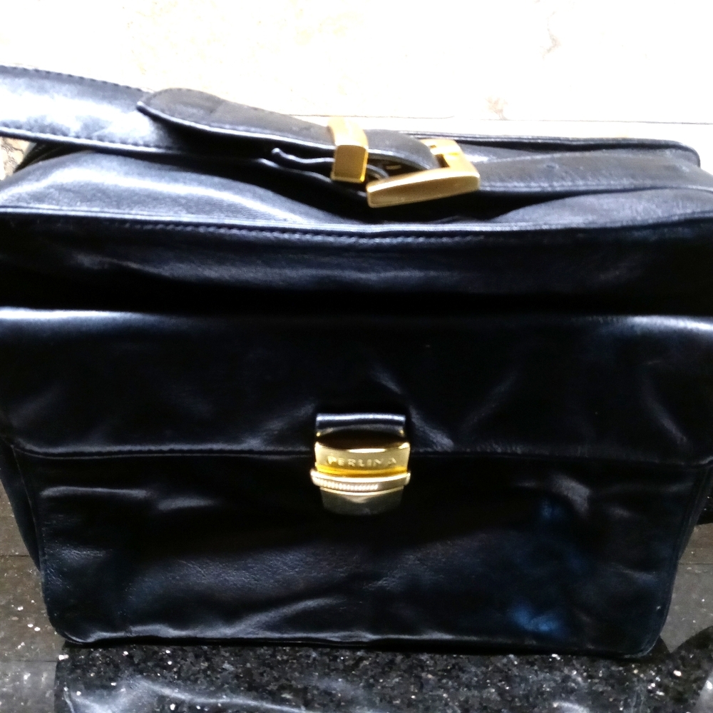 Perlina BLACK/GOLD hardware rich leather bag